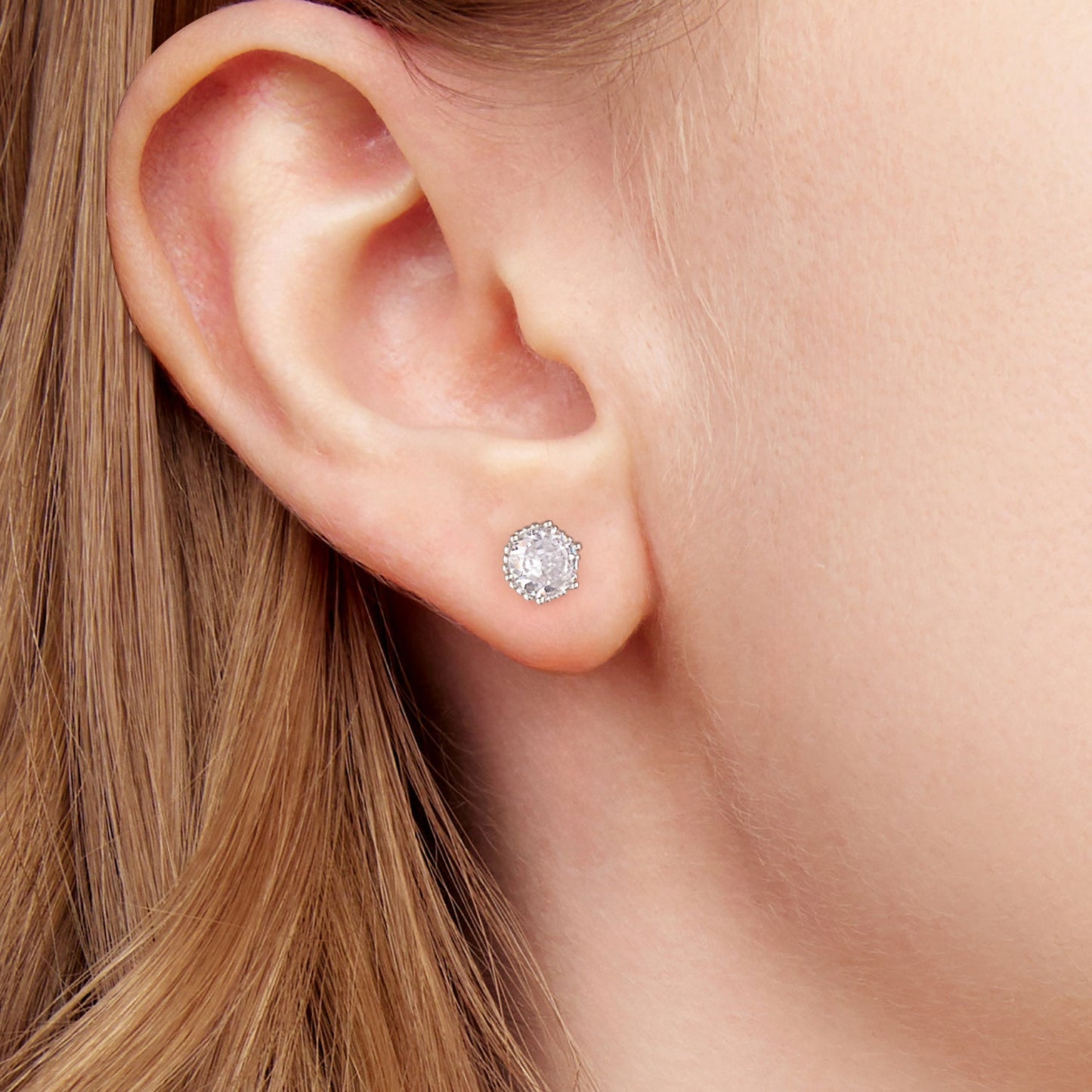 925 Sterling Silver Earrings with Pavé Setting CZ in White Gold Plated