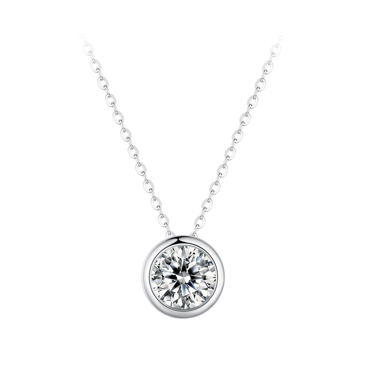 S925 Sterling Silver Moissanite Necklace 400mm with 1ct Moissanite for Women