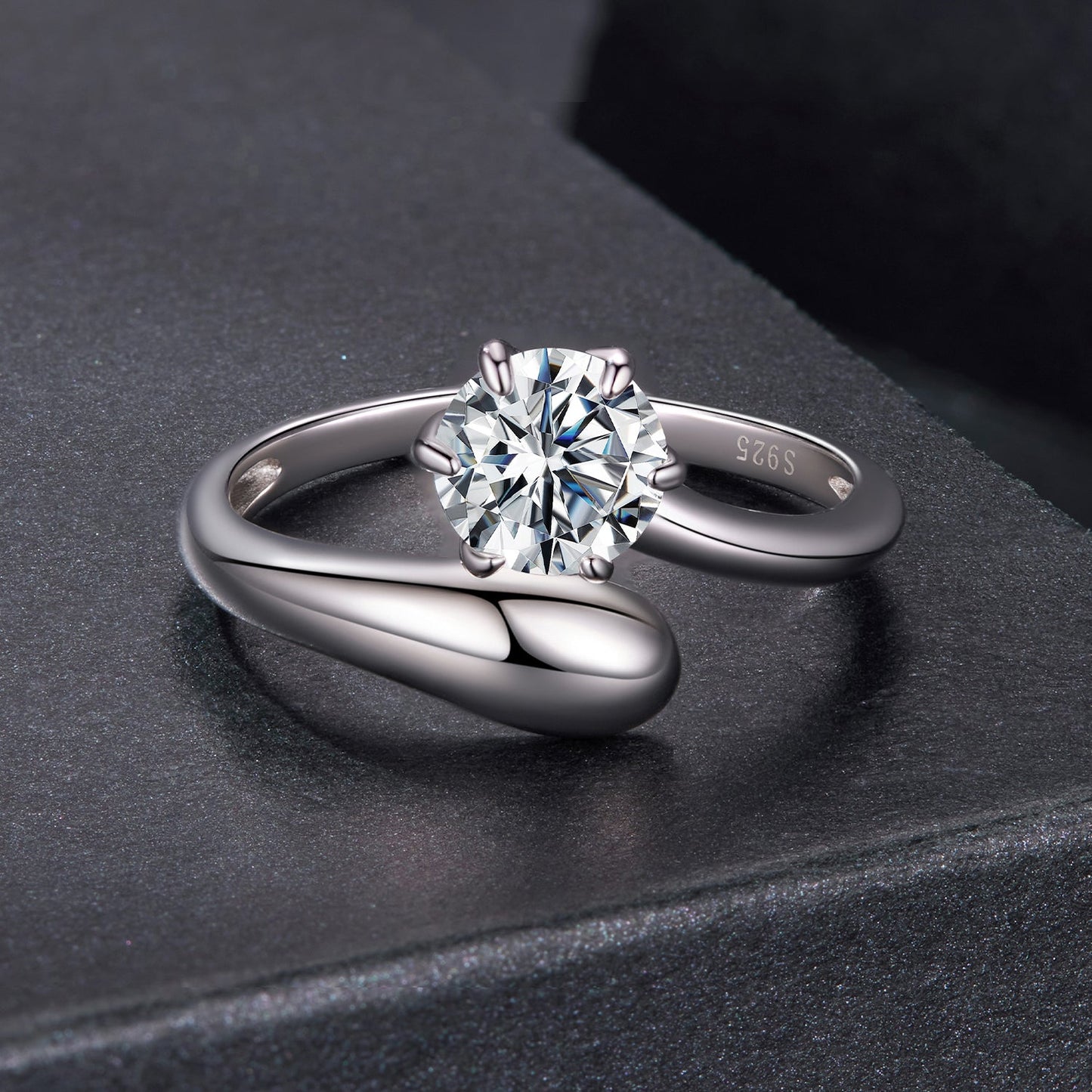 925 Sterling Silver 1 Carat Moissanite Ring for Women