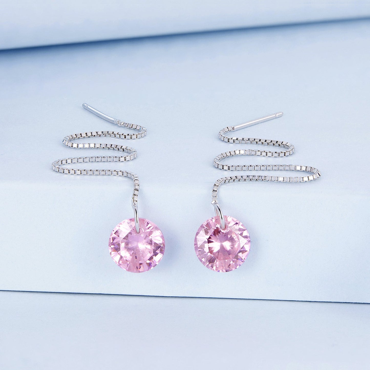 925 Sterling Silver Earrings with 0.8cm Main Stone and CZ for Women