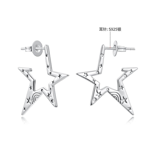 925 Sterling Silver White Gold Plated 2.3 cm Copper Earrings for Women