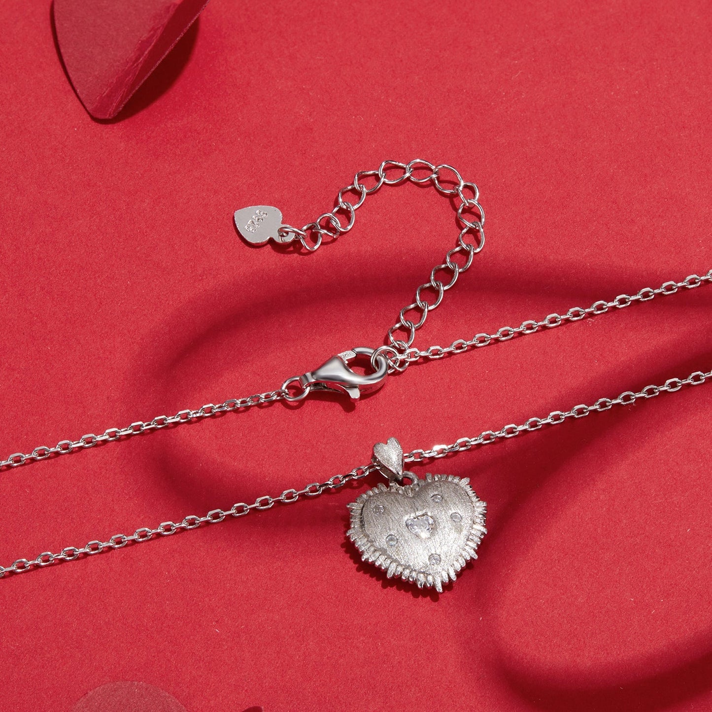 925 Sterling Silver White Gold Plated Necklace with CZ Pendant for Women