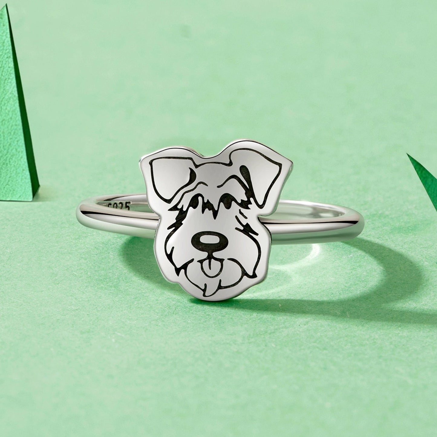 925 Sterling Silver Oxidized Silver Dog Ring for Women