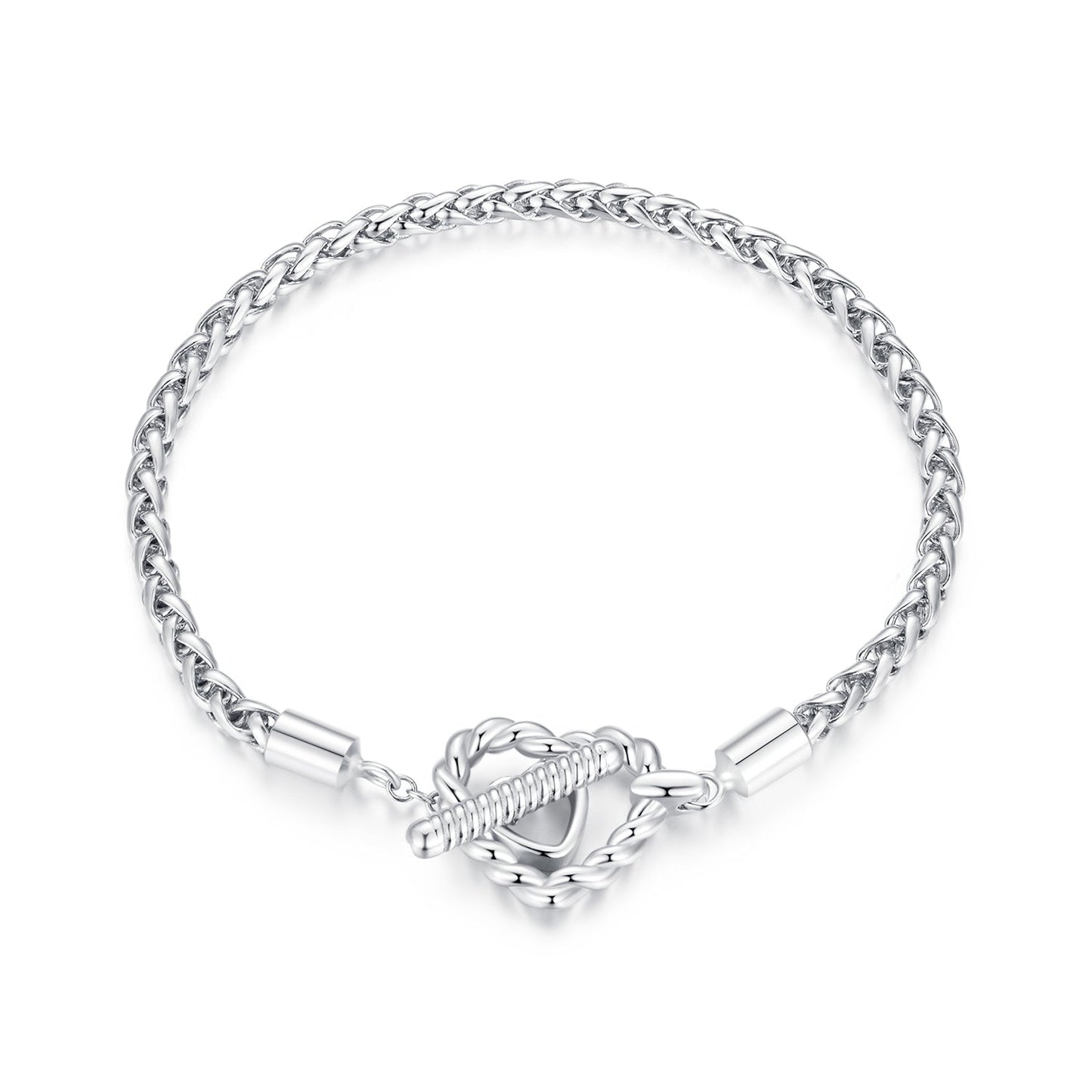 925 Sterling Silver 3.0mm Plated Platinum Bracelet Size 17.0 for Women