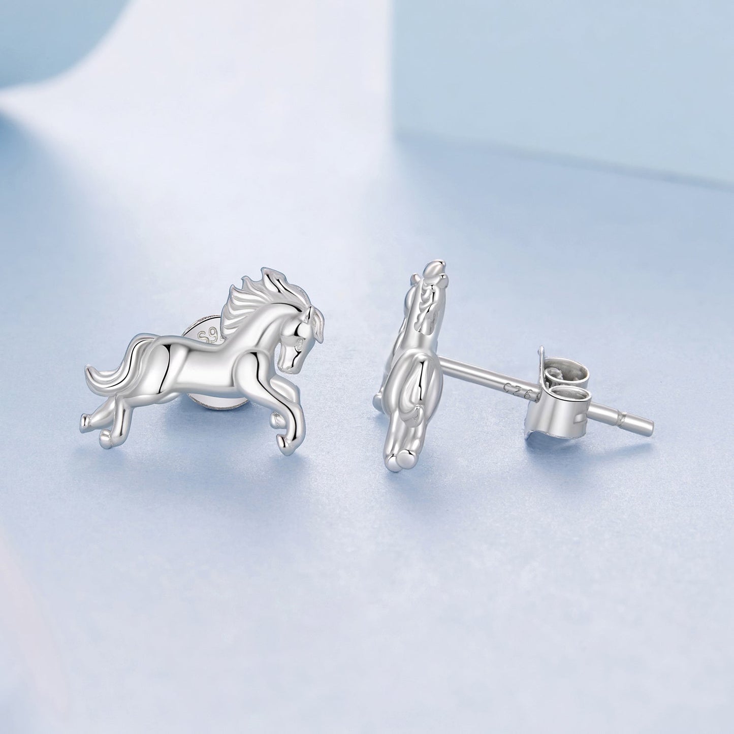 925 Sterling Silver Earrings 0.9*1.3cm with White Gold Plating for Women