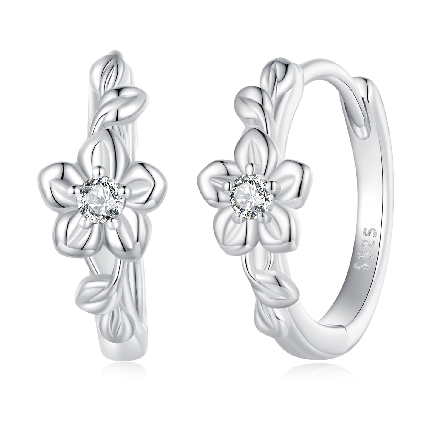 925 Sterling Silver Earrings with Zircon and Platinum Plating