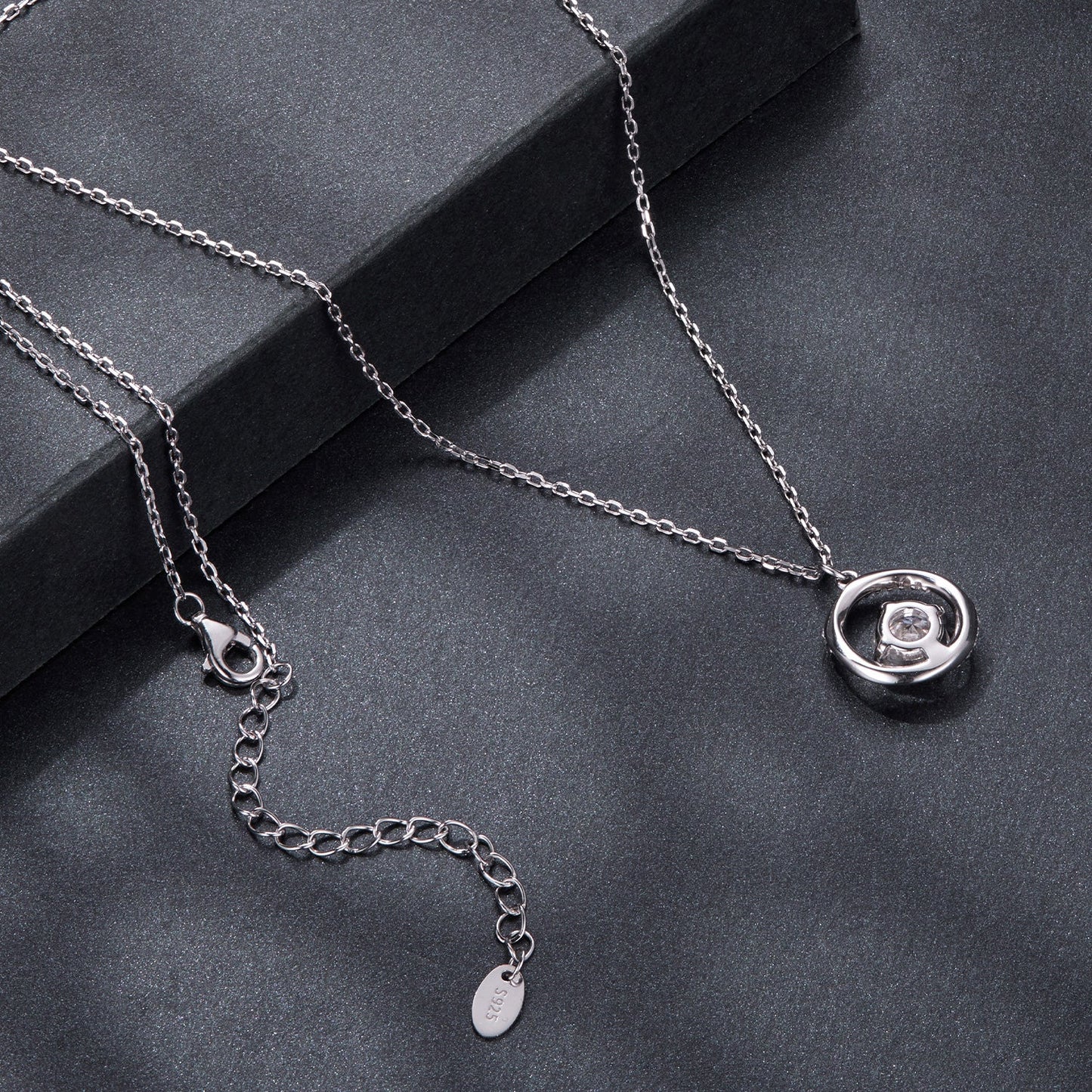 925 Sterling Silver Moissanite Necklace 40+5cm with CZ for Women