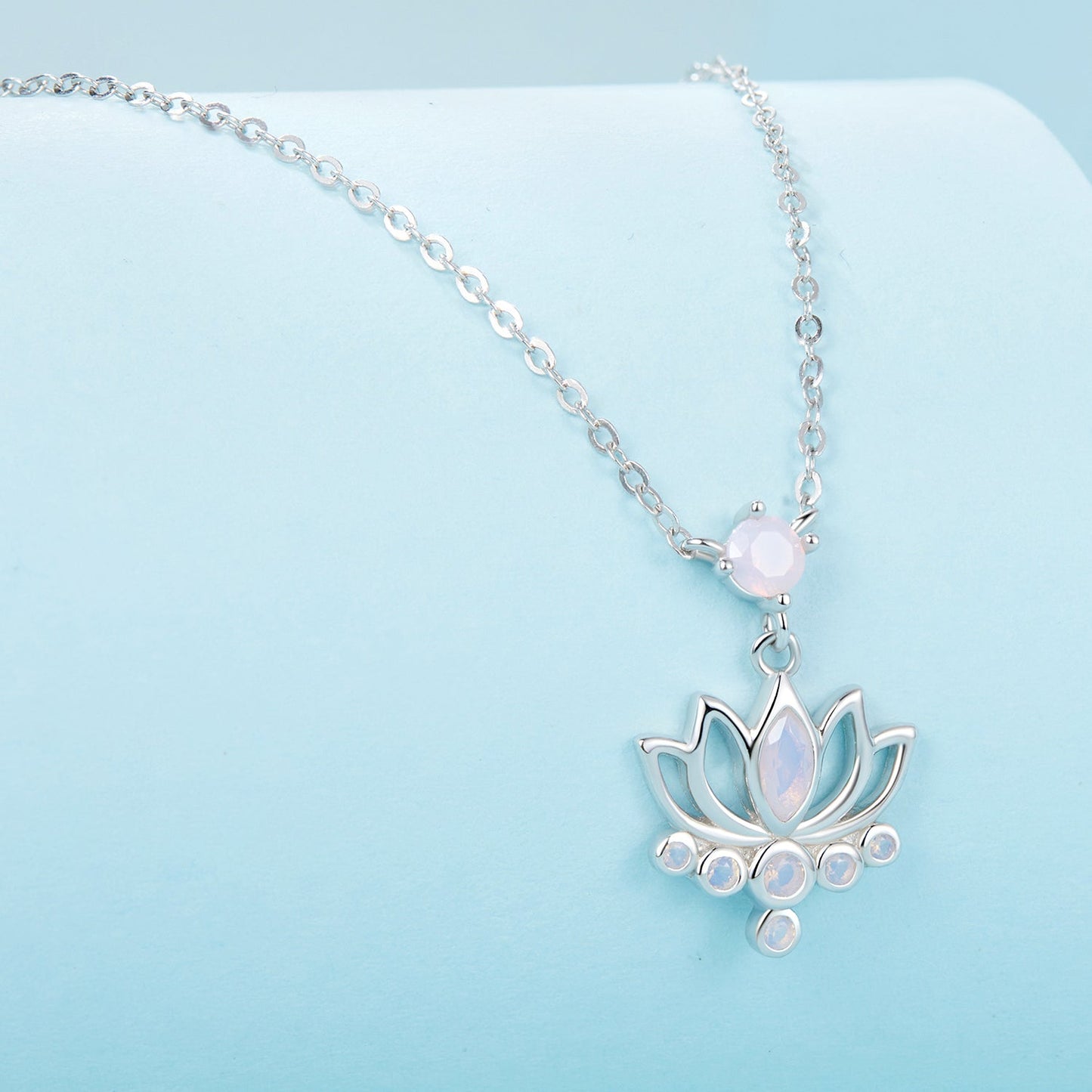 925 Sterling Silver Opal Nanometer Stone Necklace for Women