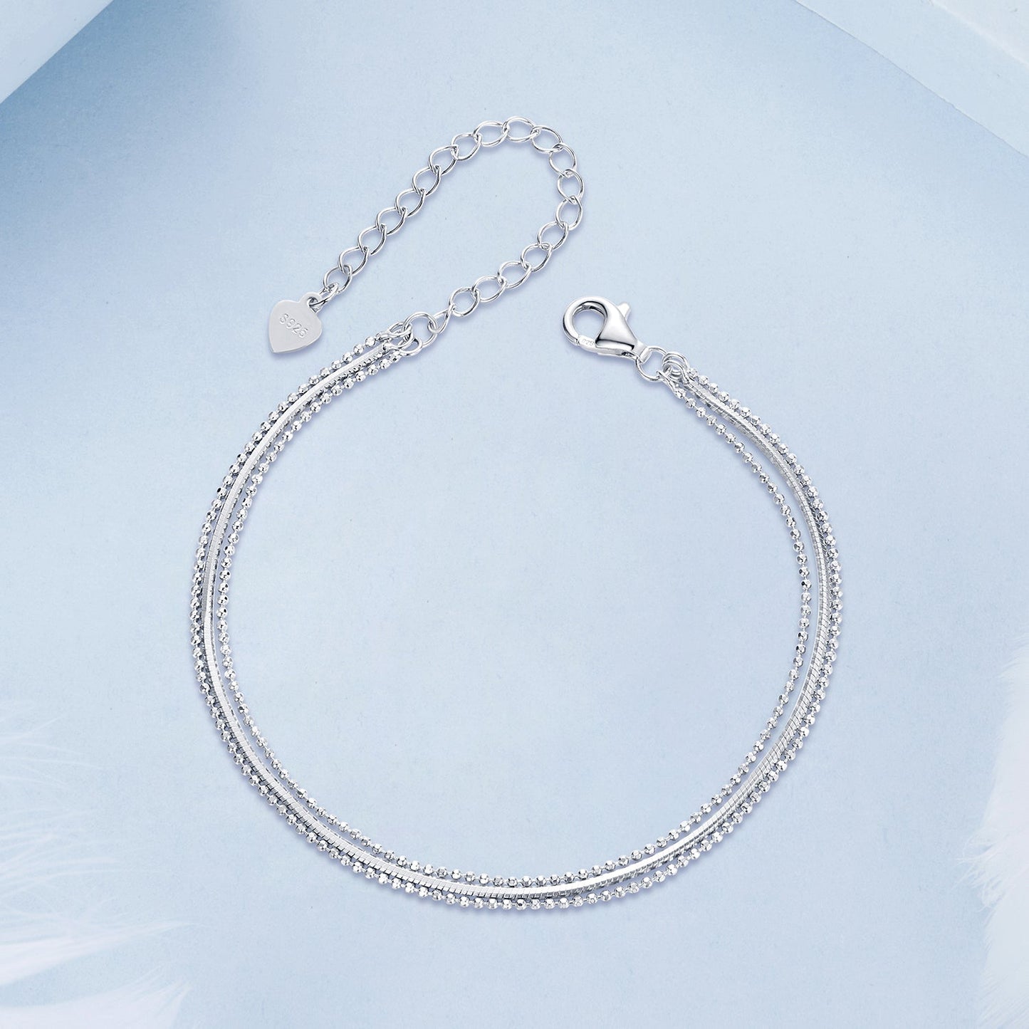 925 Sterling Silver & White Gold Plated Bracelet