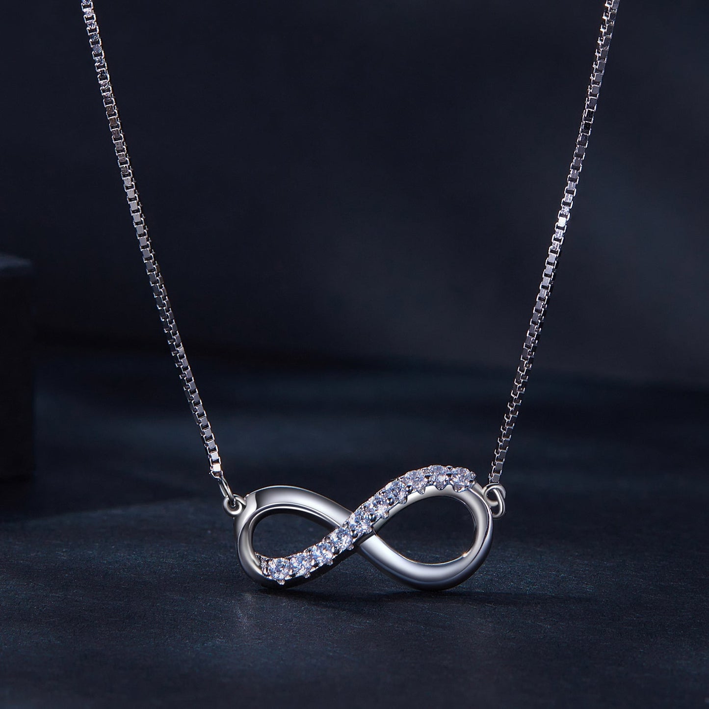 925 Sterling Silver Moissanite 1.5mm Necklace 400+50mm for Women