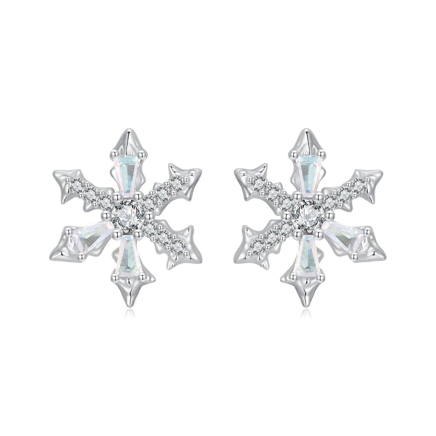 925 Sterling Silver Earrings with Plated White Gold and CZ