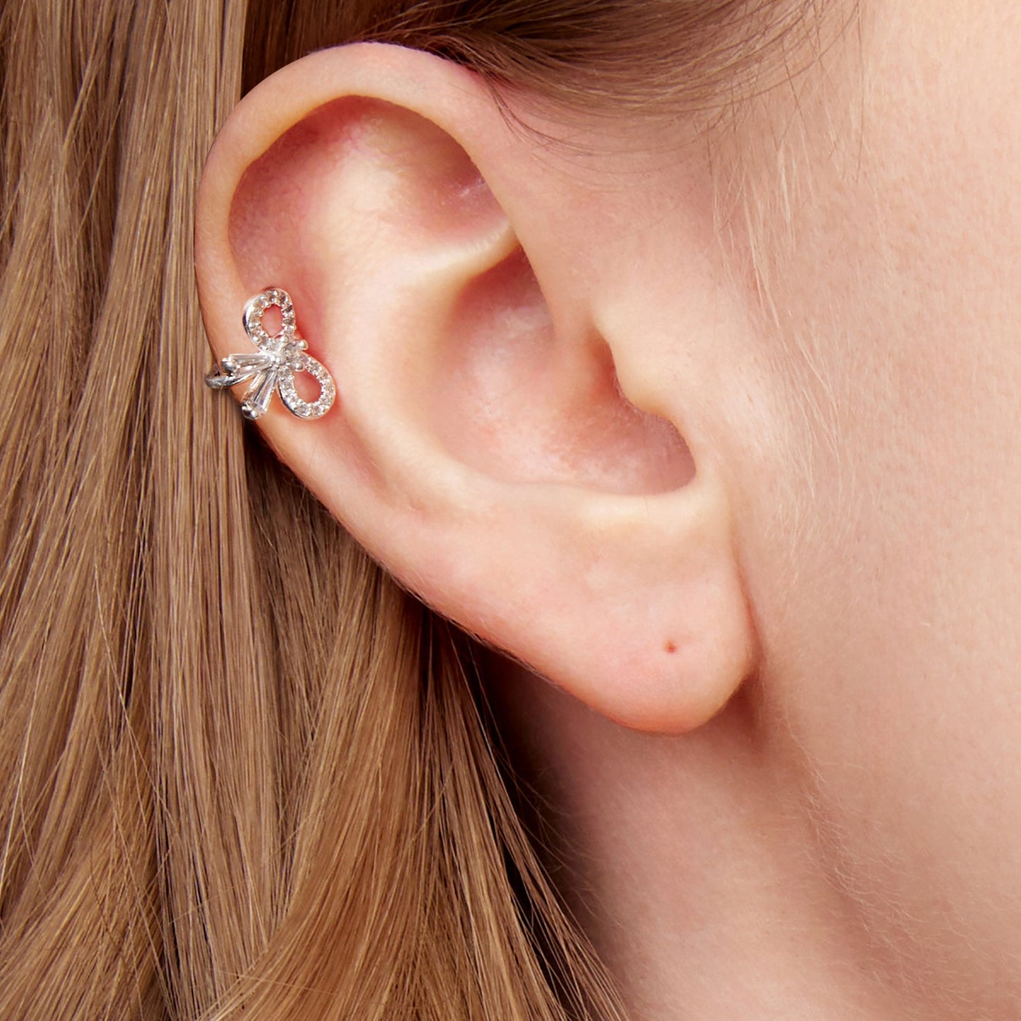 925 Sterling Silver Earrings with White Gold Plating, 0.9x1.2cm for Women