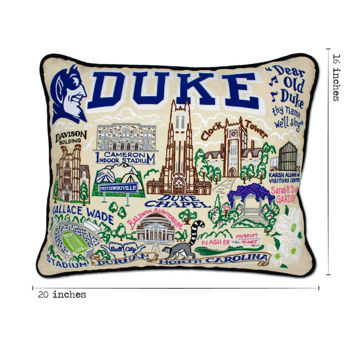 Duke University Collegiate Embroidered Pillow by CatStudio