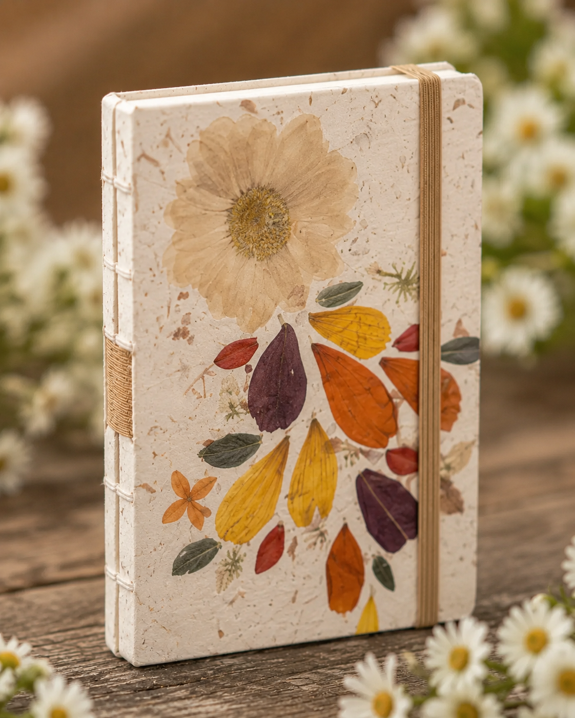 Handcrafted Journal with Pressed Flowers 4x6