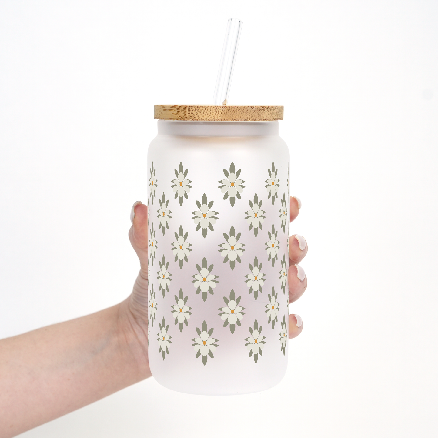 Soft Magnolias Cup With Lid and Straw