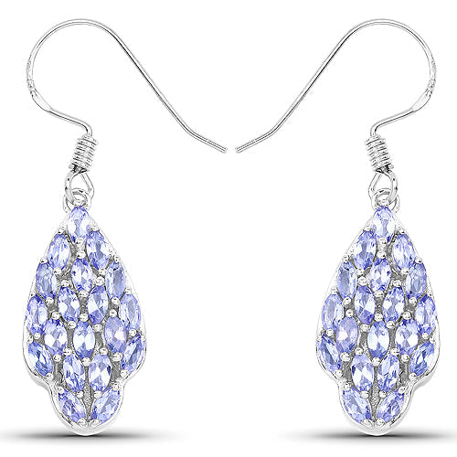 3.04 Carat Genuine Tanzanite .925 Sterling Silver Earrings