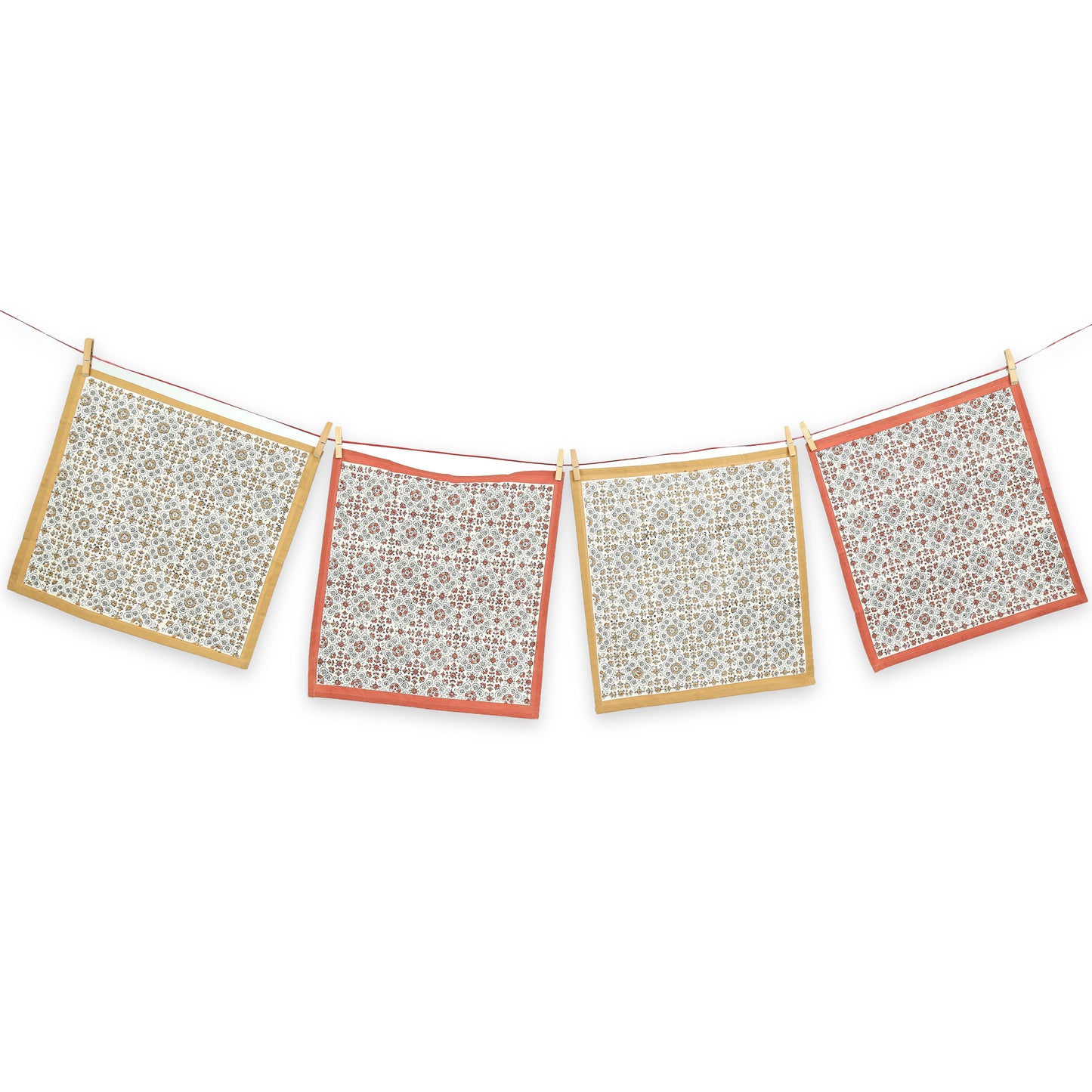 Hand Block Printed Cotton Napkins, Set of 4 | 18″ × 18″ | Fair Trade | Lily