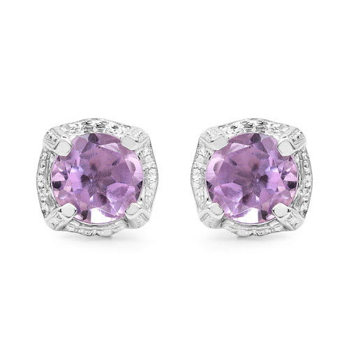 1.46 Carat Genuine Amethyst .925 Sterling Silver Earrings