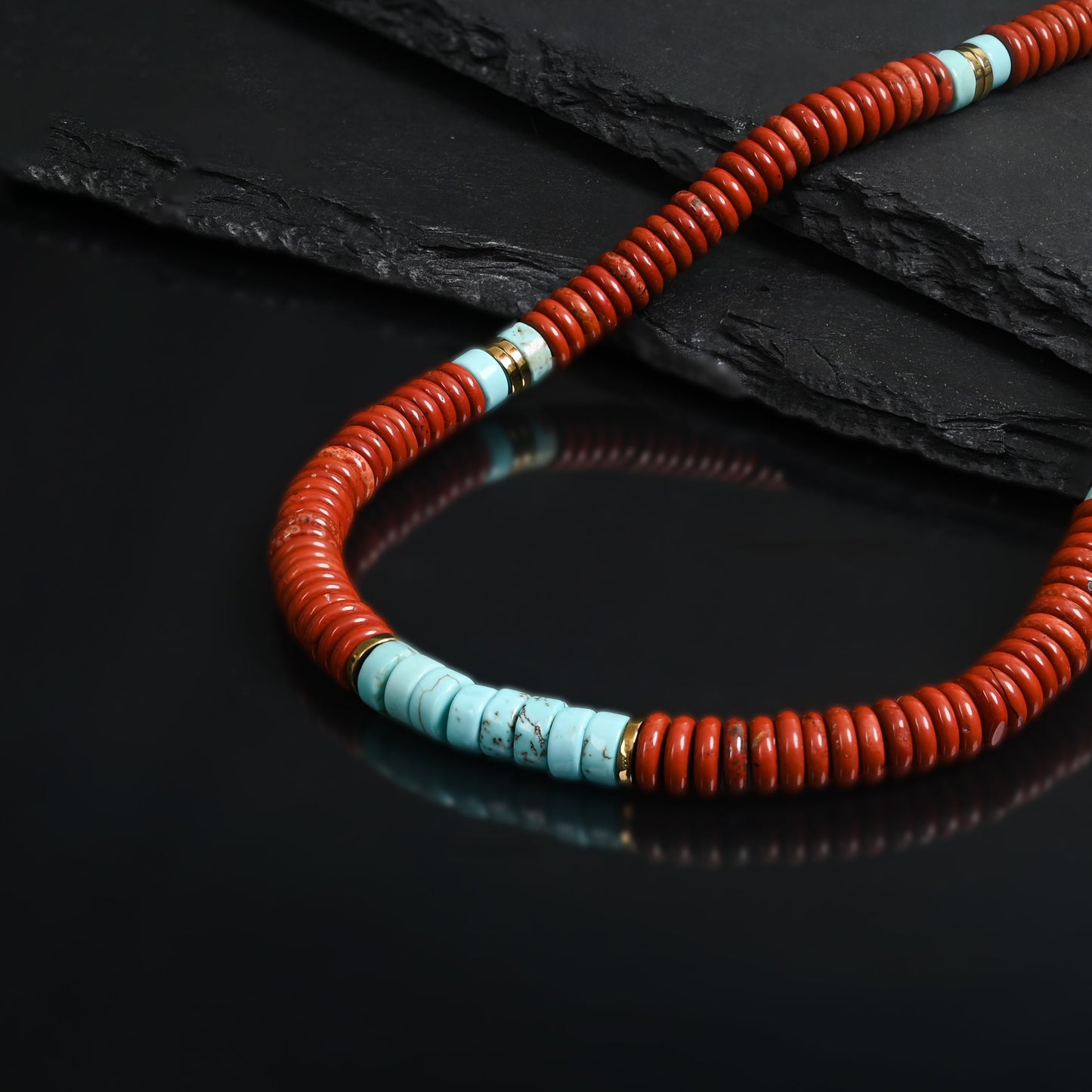 Nomadic Turquoise & Red Jasper Rope Beaded Necklace - Osadia Concept Store