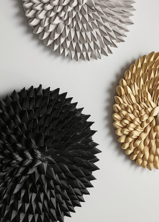 Porcupine African Textured Woven Wall Art in Black, White or Natural