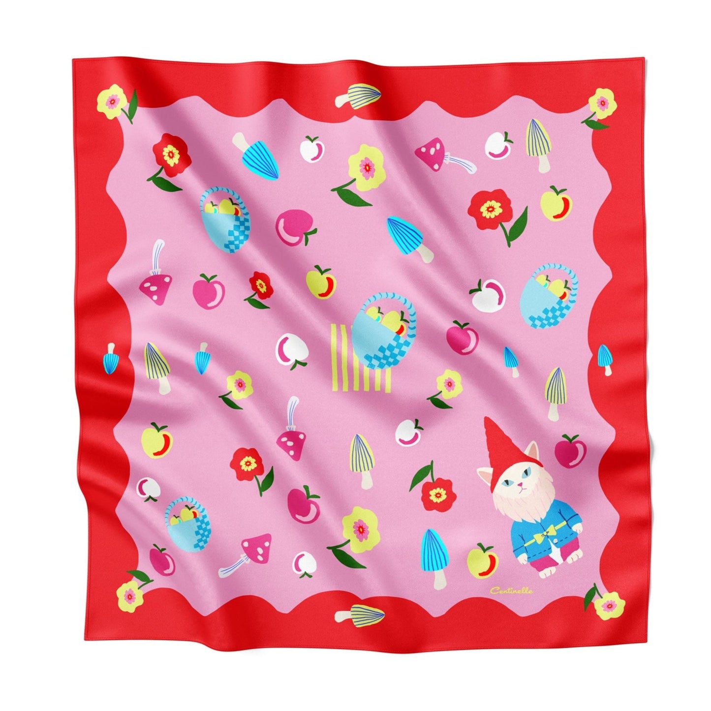 Cat Garden Gnome  Silk Large Square Scarf