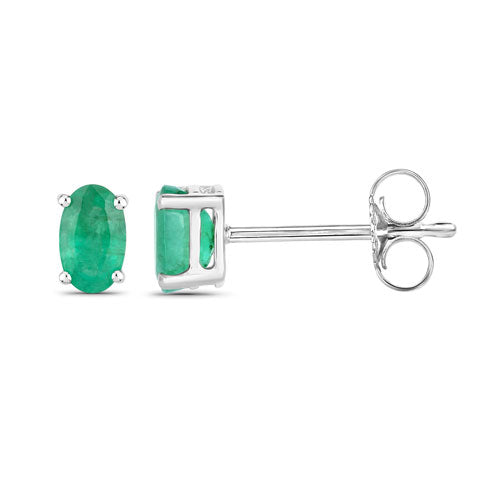 0.38 Carat Genuine Zambian Emerald 10K White Gold Earrings