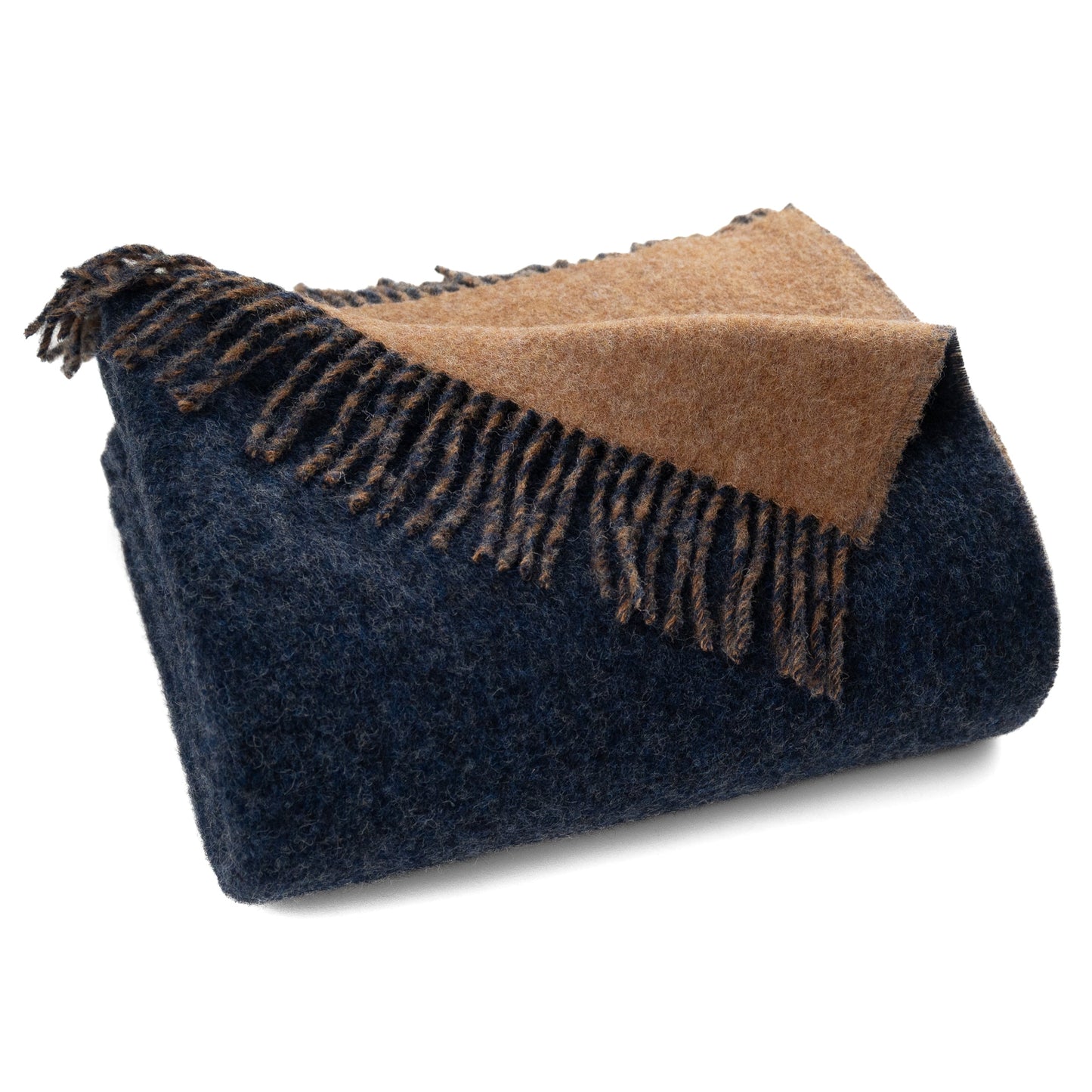 Highland Tweeds Reversible Double Cloth Throw (Charcoal/Camel)