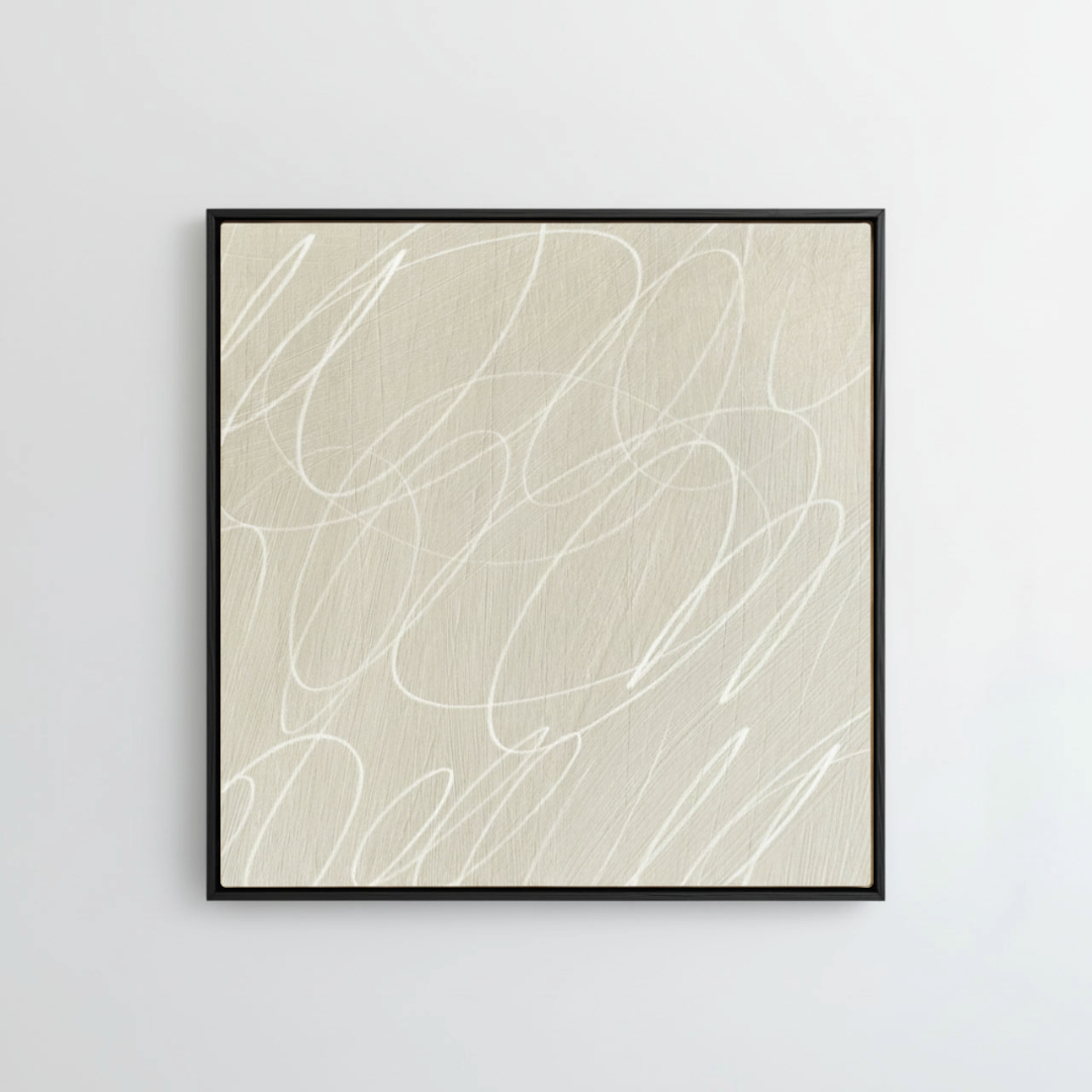 Gestural Marks in Linen by DSCVR Art Framed Square Canvas Wall Art
