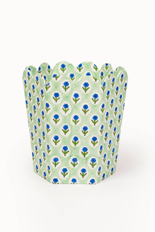 Block Print Storage /Waste Basket - Mint (Collapsible)
