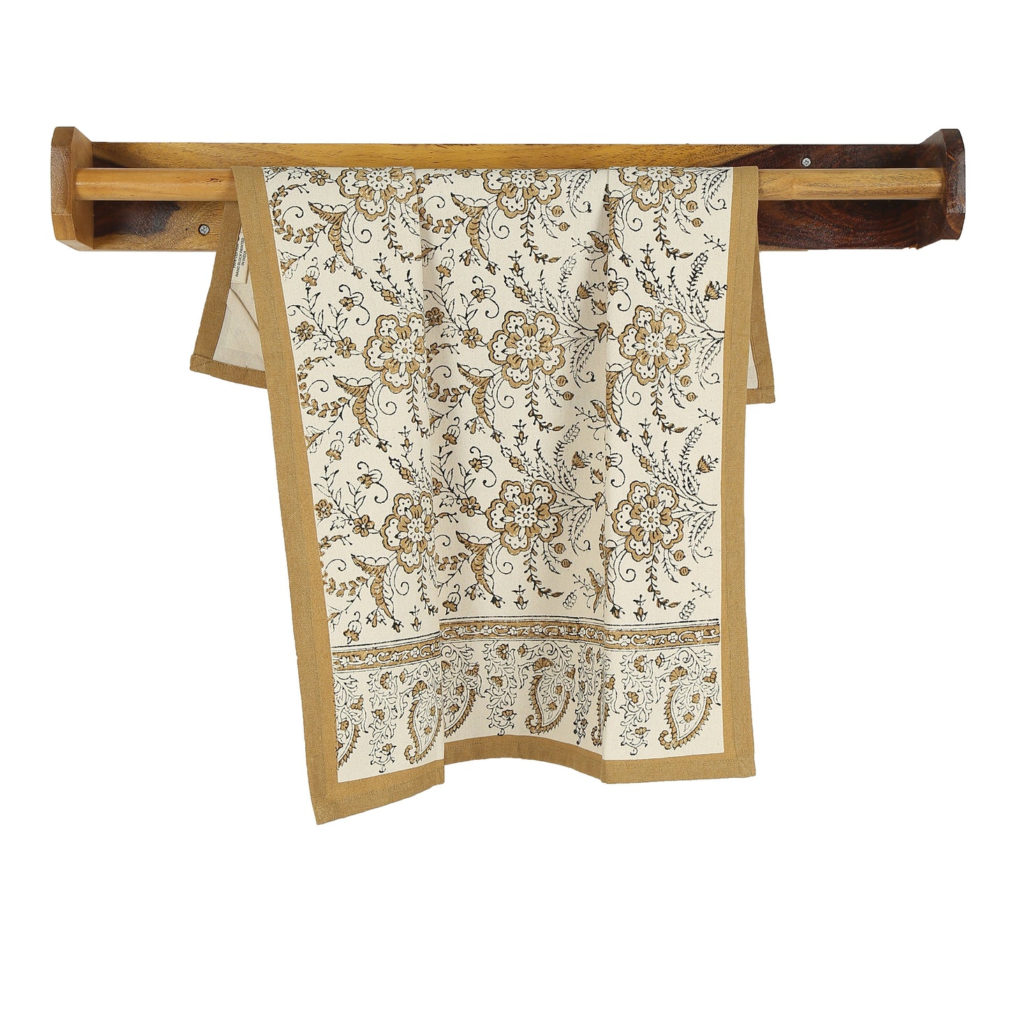 Bloom River - Set of 2. Hand Block Printed Kitchen Towels - Cotton - Fair Trade - Artisan Made