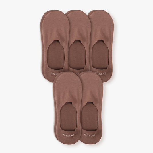 Unisex Cotton No Show Socks 5-Pack | Toffee Tan