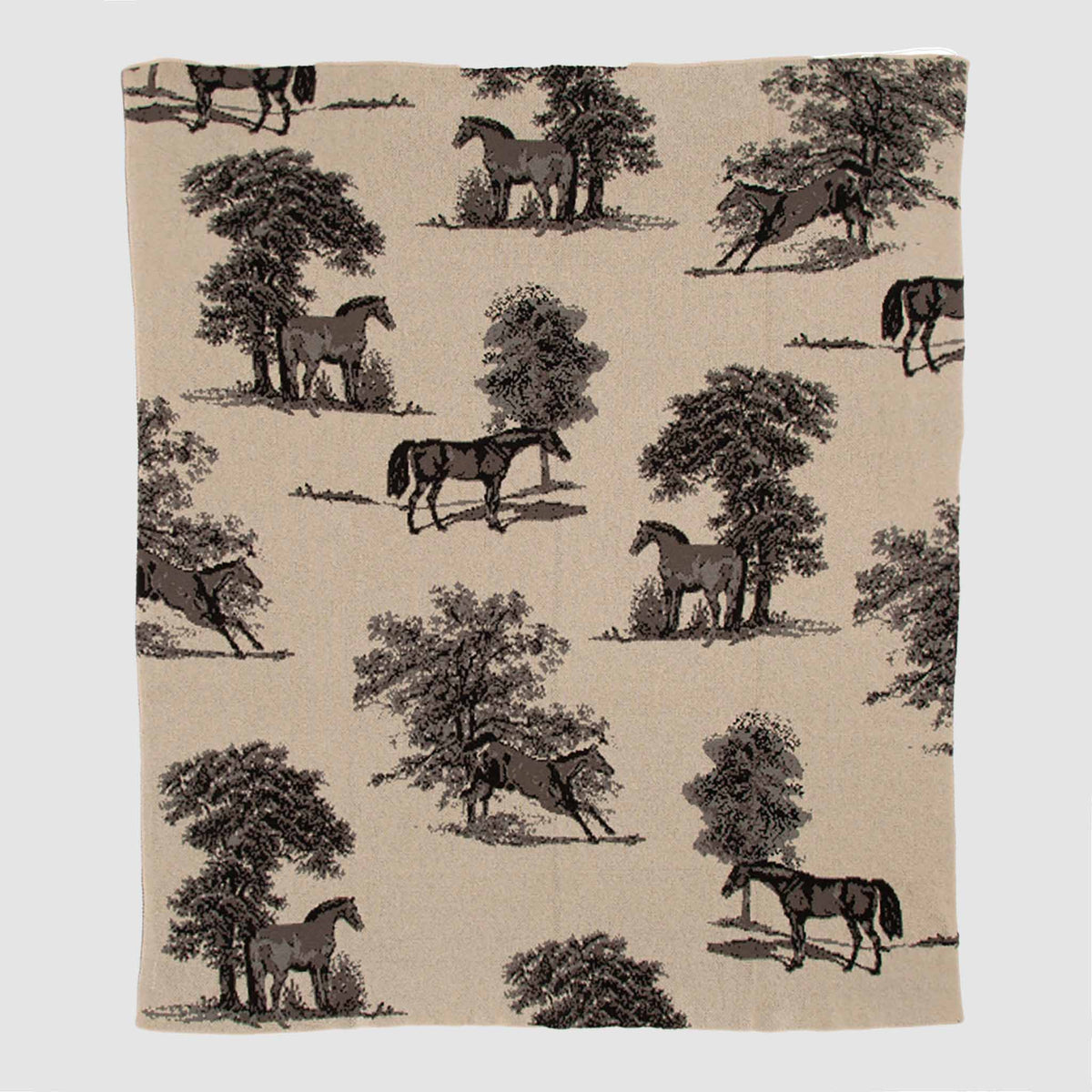 Equestrian Toile - Cotton Sustainable Knit Throw Blanket