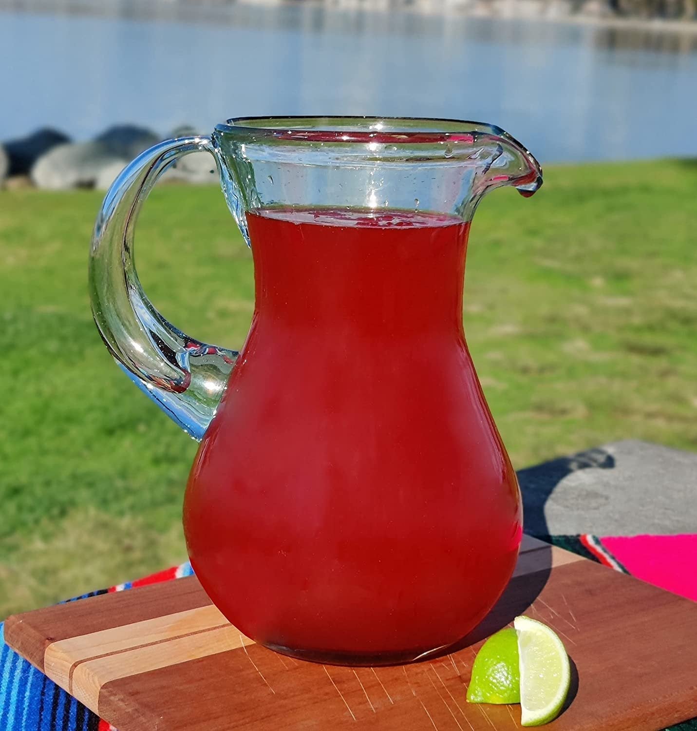Mexican Hand Blown Glass Pitcher