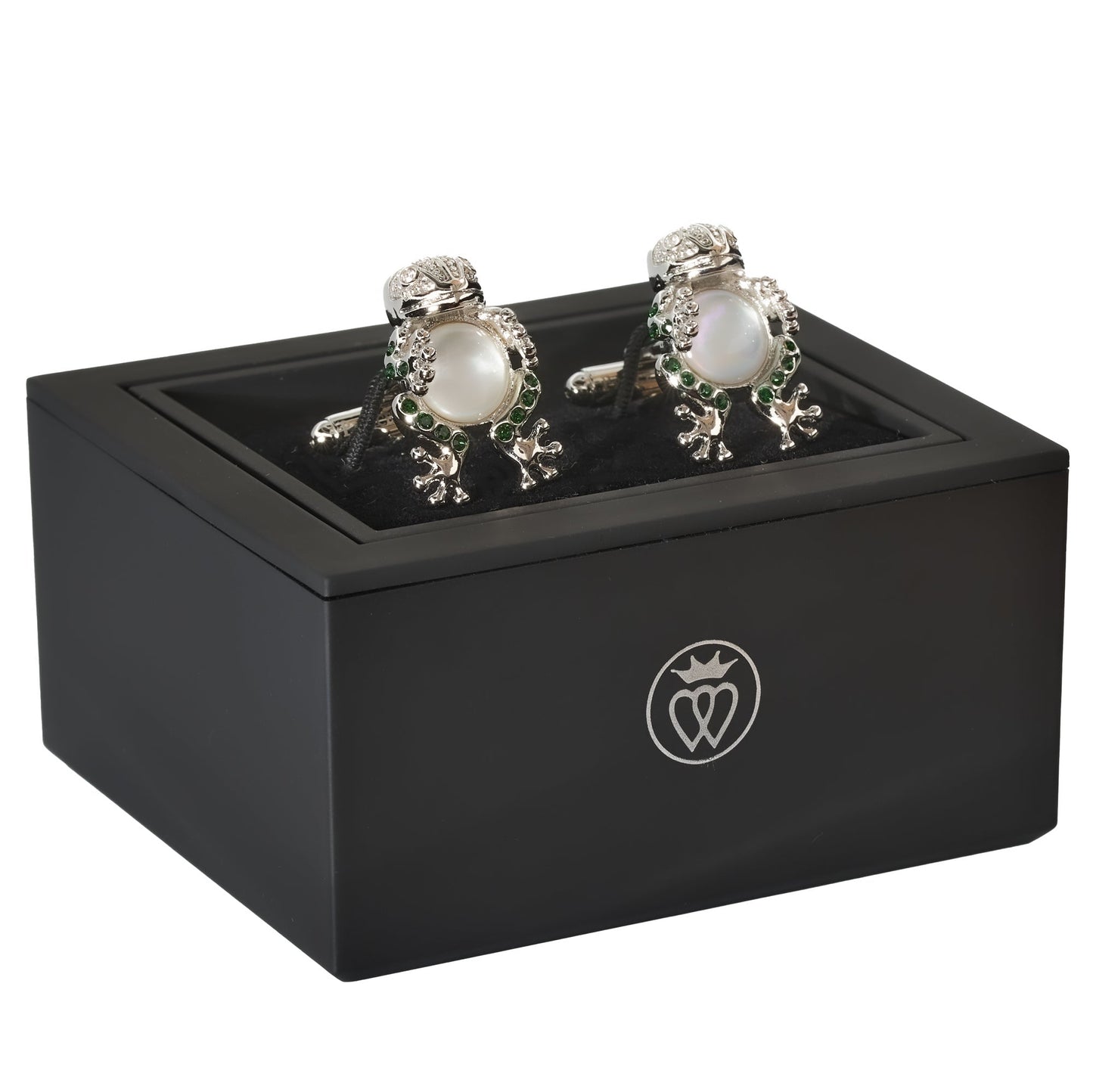 Crystal Frog Prince Cufflinks – Enamel & Faceted Crystal Luxury