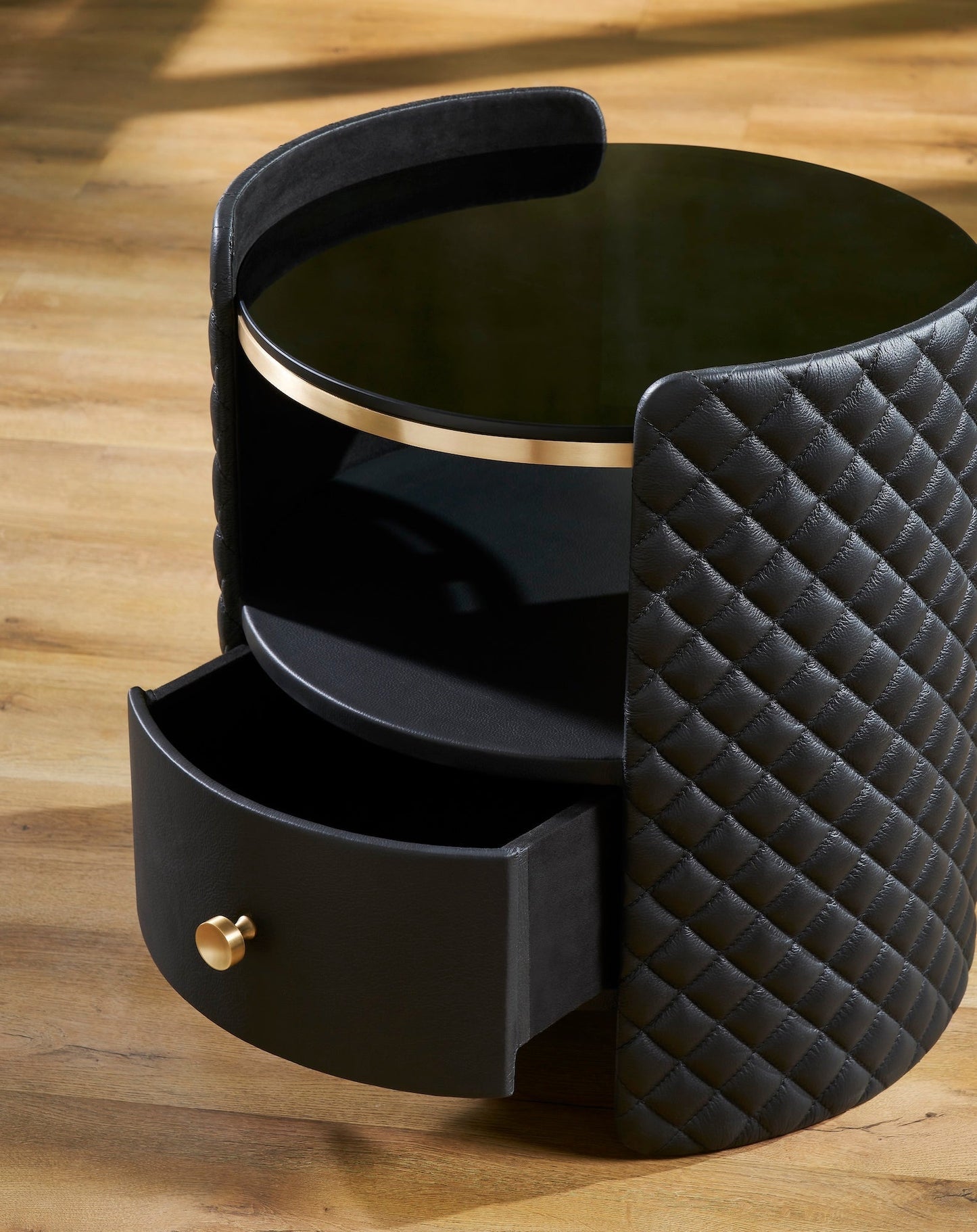 Harvard Round Leather Side Table