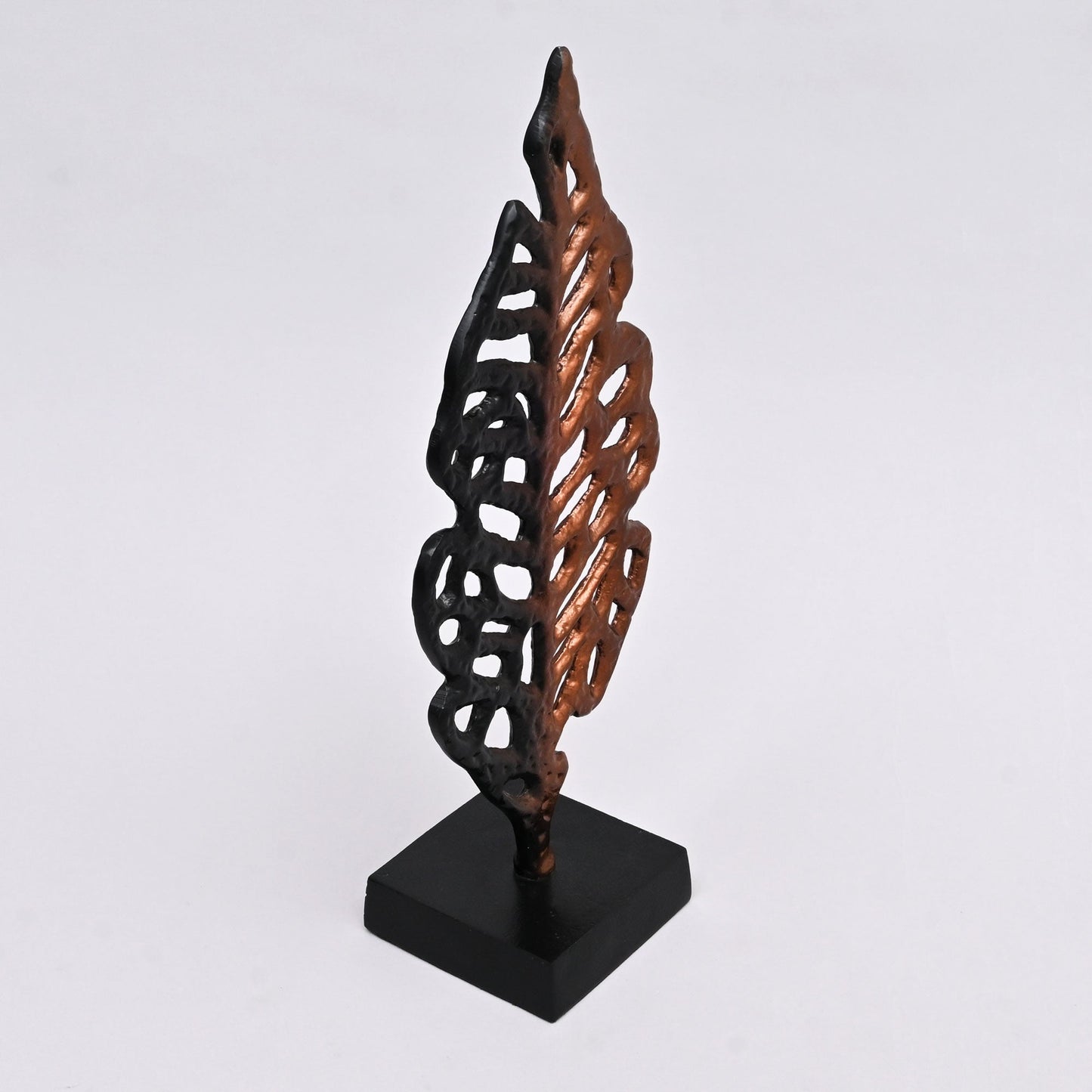 Ornate Gold Aluminum Leaf Table Sculpture on Black Base – 17.5" Elegant Décor Accent