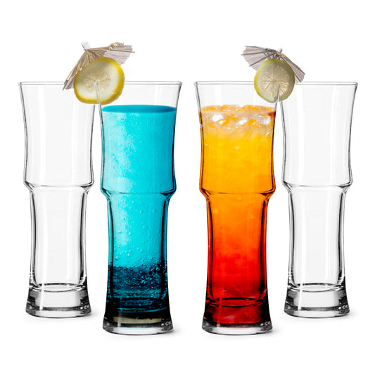 Tall Napoli Hurricane Cocktail Glasses - Handcrafted Cocktail Glass Set (15oz)
