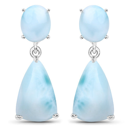 11.54 Carat Genuine Larimar .925 Sterling Silver Earrings