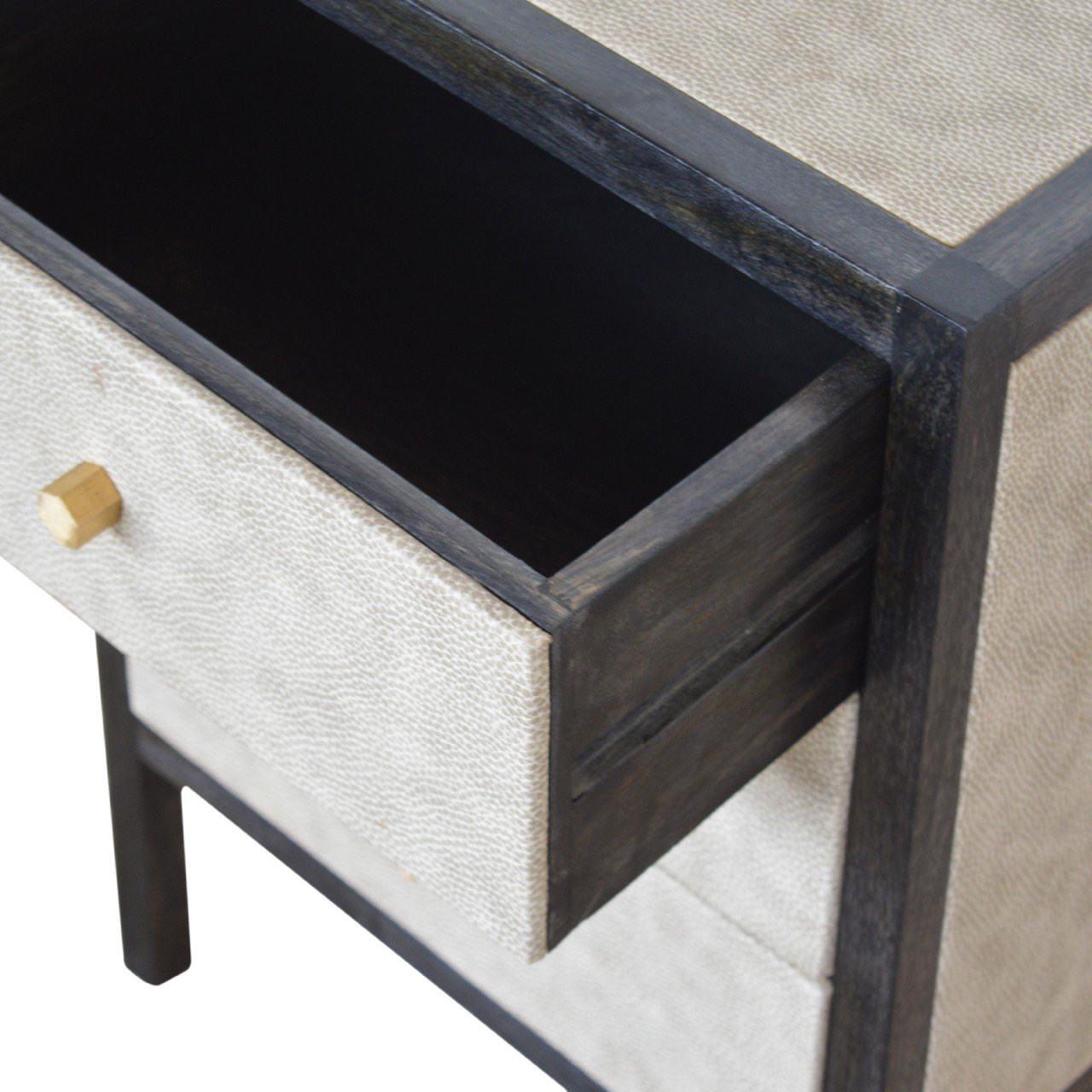 Solid Wood Faux Leather Nightstand