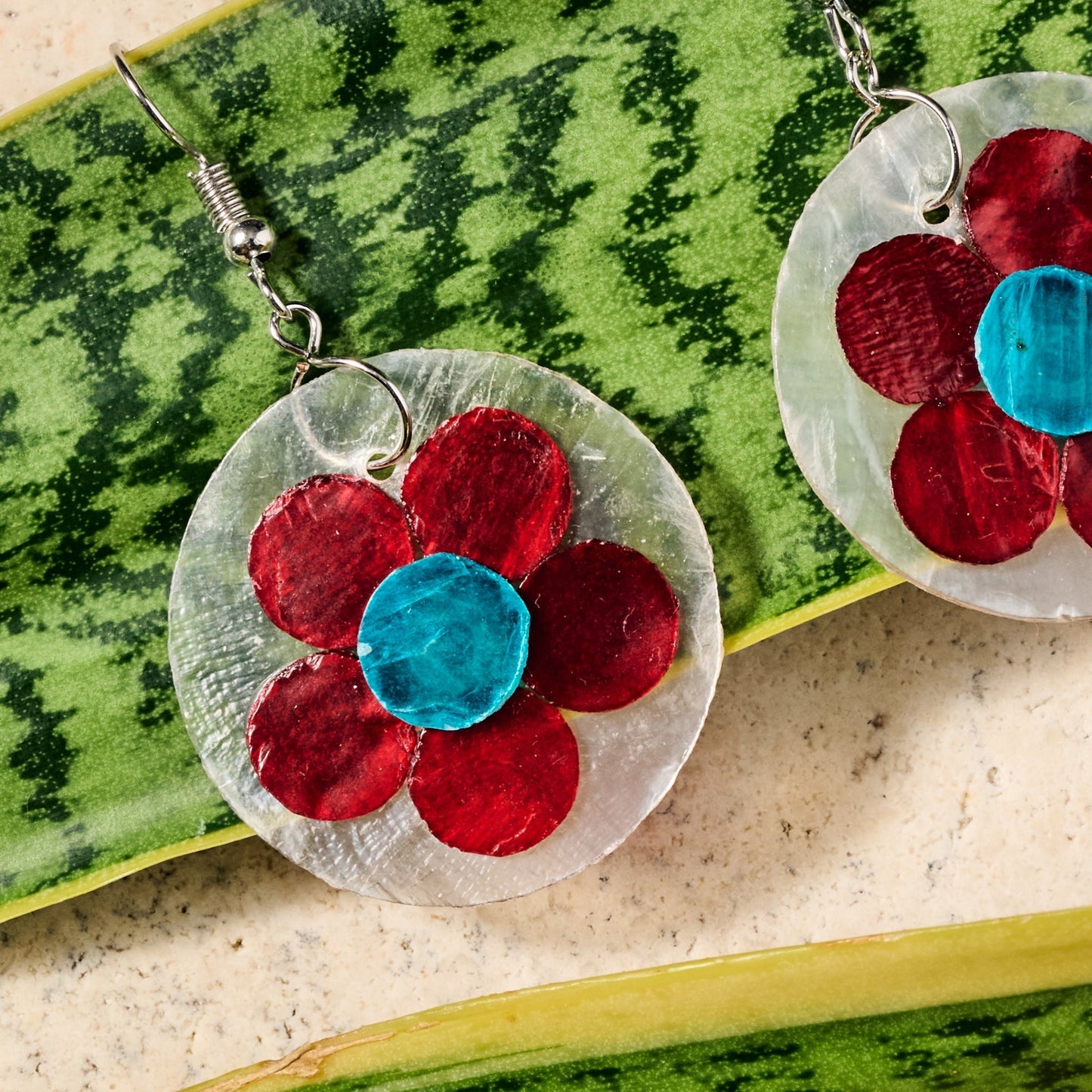 Pula Capiz Flower Dangle Earrings