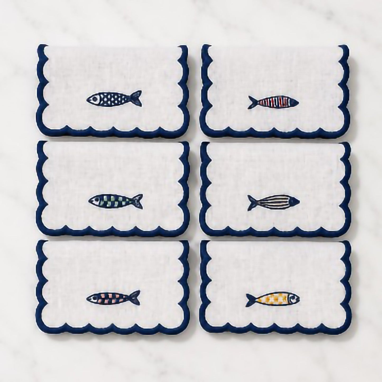 Sardines Cocktail Napkins (Set of 6) with Acrylic Gift Box