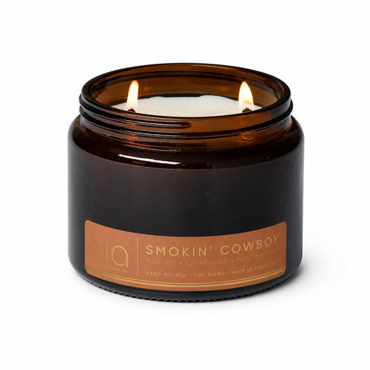 Smokin' Cowboy Tuscan Leather & Sandalwood Soy Blend Candle