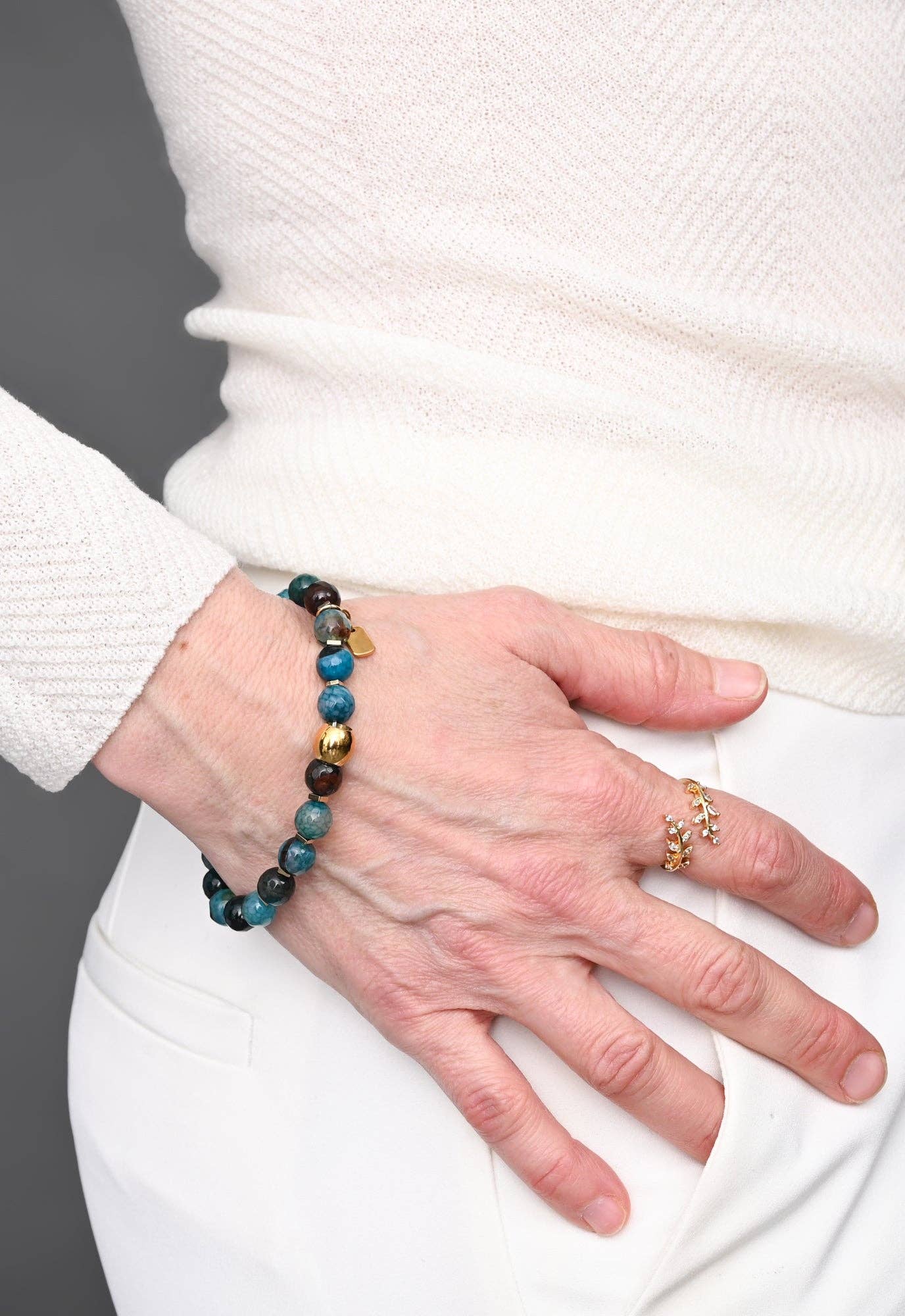 Ewa Beaded Green Agate Bracelet