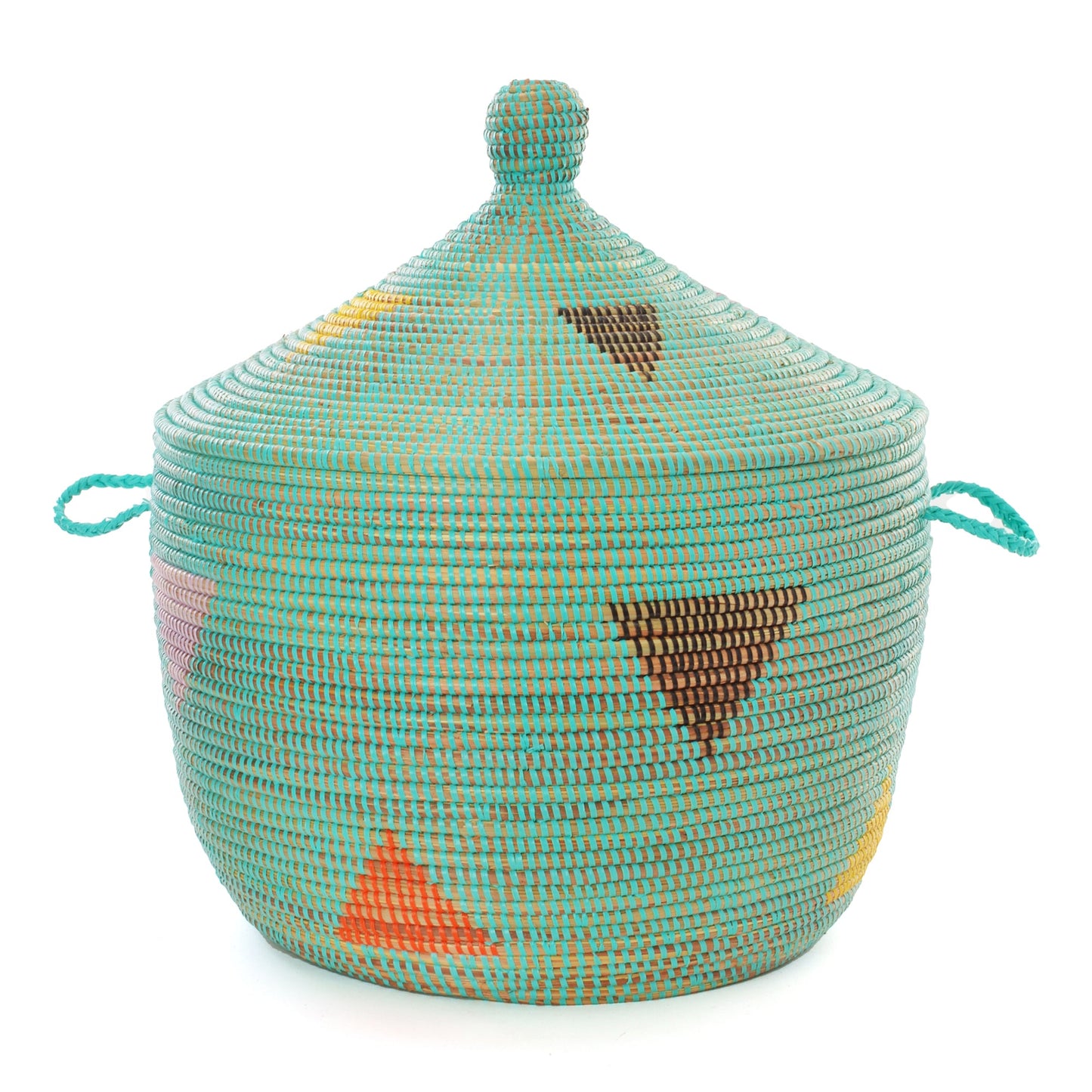 Aqua Teranga Triangles Lidded Storage Basket