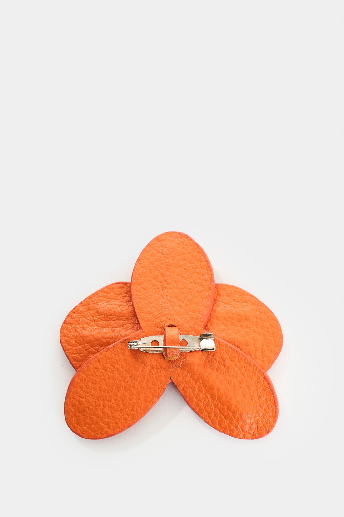 Large leather orchid brooch for women