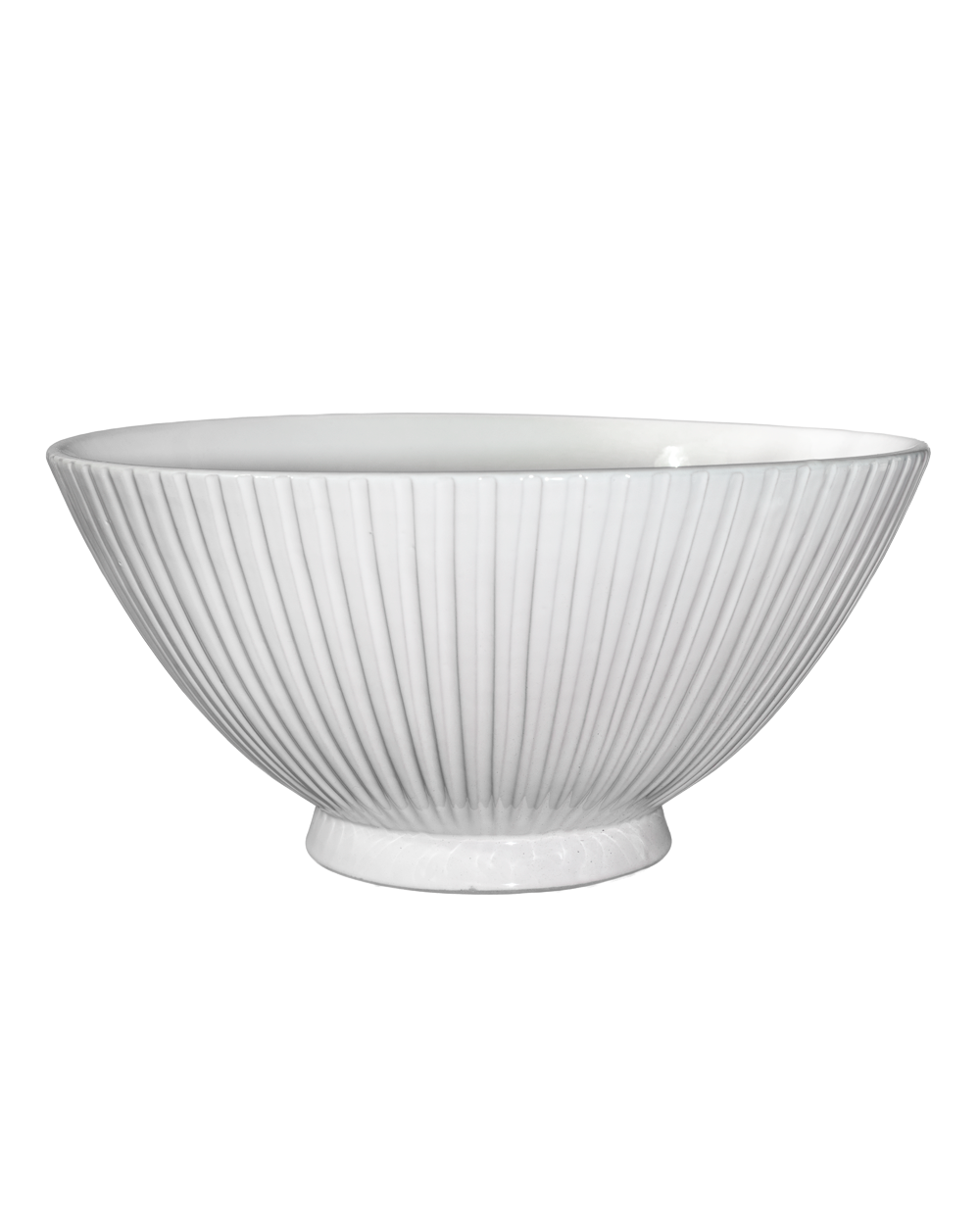 Milk White Lines Large Serving Bowl