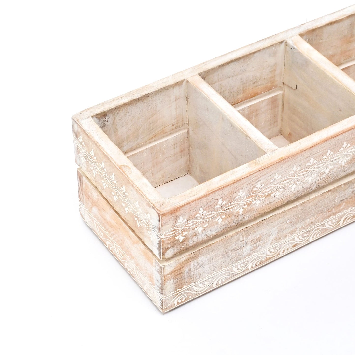 Natural Mango Wood Cutlery Holder | Hand-Carved Design
