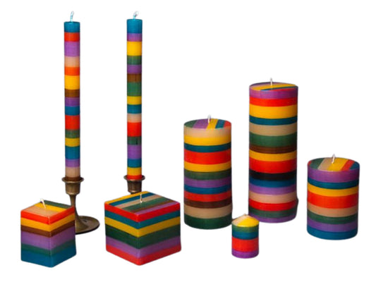 Memphis Stripe Painted Candles