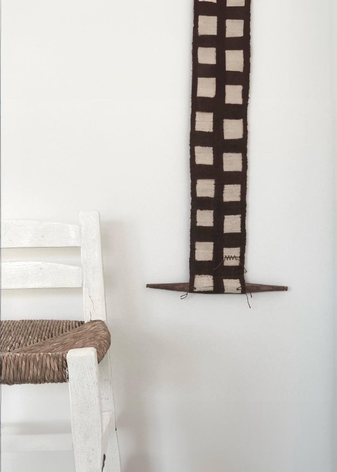 Process Bogolan Wall Totem in Brown with White Squares