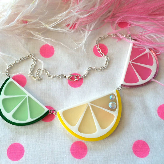 Fruit Slice Acrylic Statement Necklace